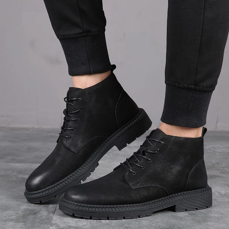 Men's British High Boots - Genuine Leather Outdoor Business Military High-Top Boots
