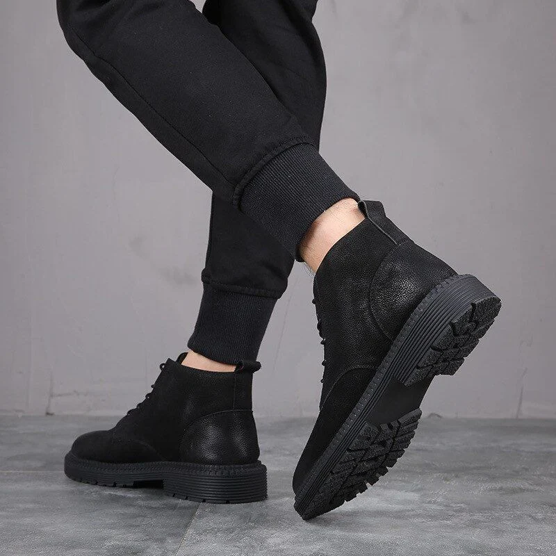 Men's British High Boots - Genuine Leather Outdoor Business Military High-Top Boots - Image 6