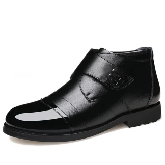 New Handmade Leather Winter Dress Shoes for Men - High-Quality Warm Formal Business Shoes