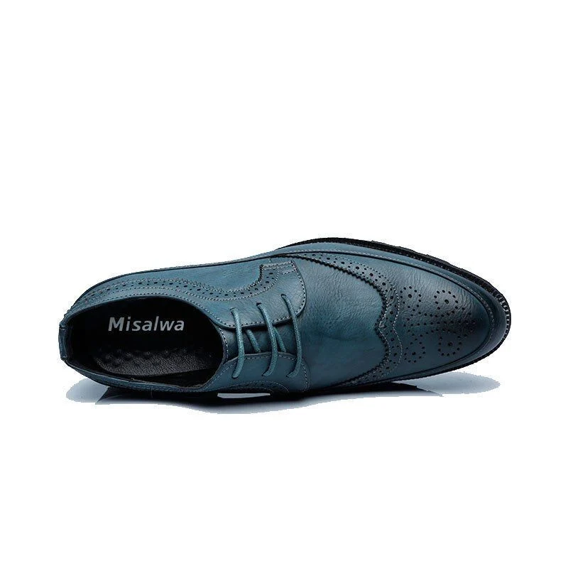 Misalwa Big Size British Style Brogue Oxfords - Carved Pattern Dress Shoes for Men - Image 5