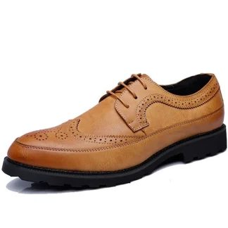 Misalwa Big Size British Style Brogue Oxfords - Carved Pattern Dress Shoes for Men