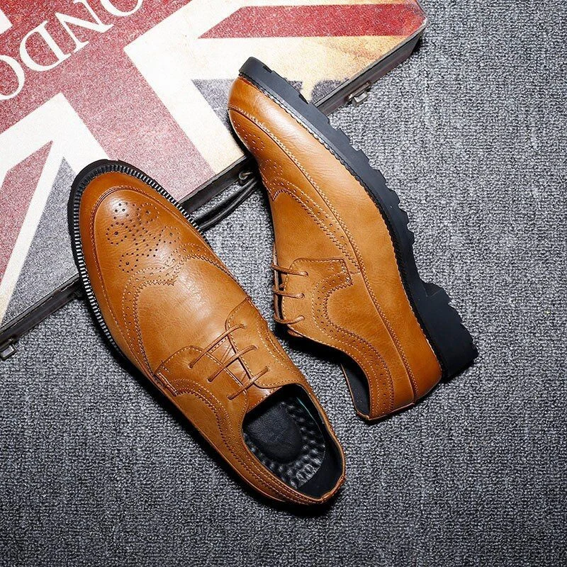 Misalwa Big Size British Style Brogue Oxfords - Carved Pattern Dress Shoes for Men - Image 10