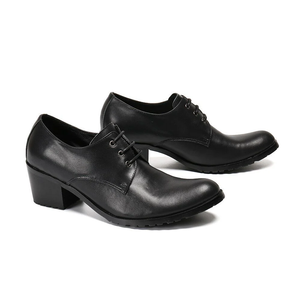 Italian Handmade Leather High Heel Oxford Shoes - Height-Increasing Formal Brogue Shoes for Men - Image 3