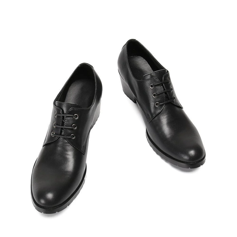 Italian Handmade Leather High Heel Oxford Shoes - Height-Increasing Formal Brogue Shoes for Men - Image 2
