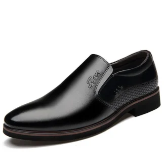 Men's Top-Quality Dress Slip-On Shoes – Pointed Toe Leather Flats for Formal Wedding & Business
