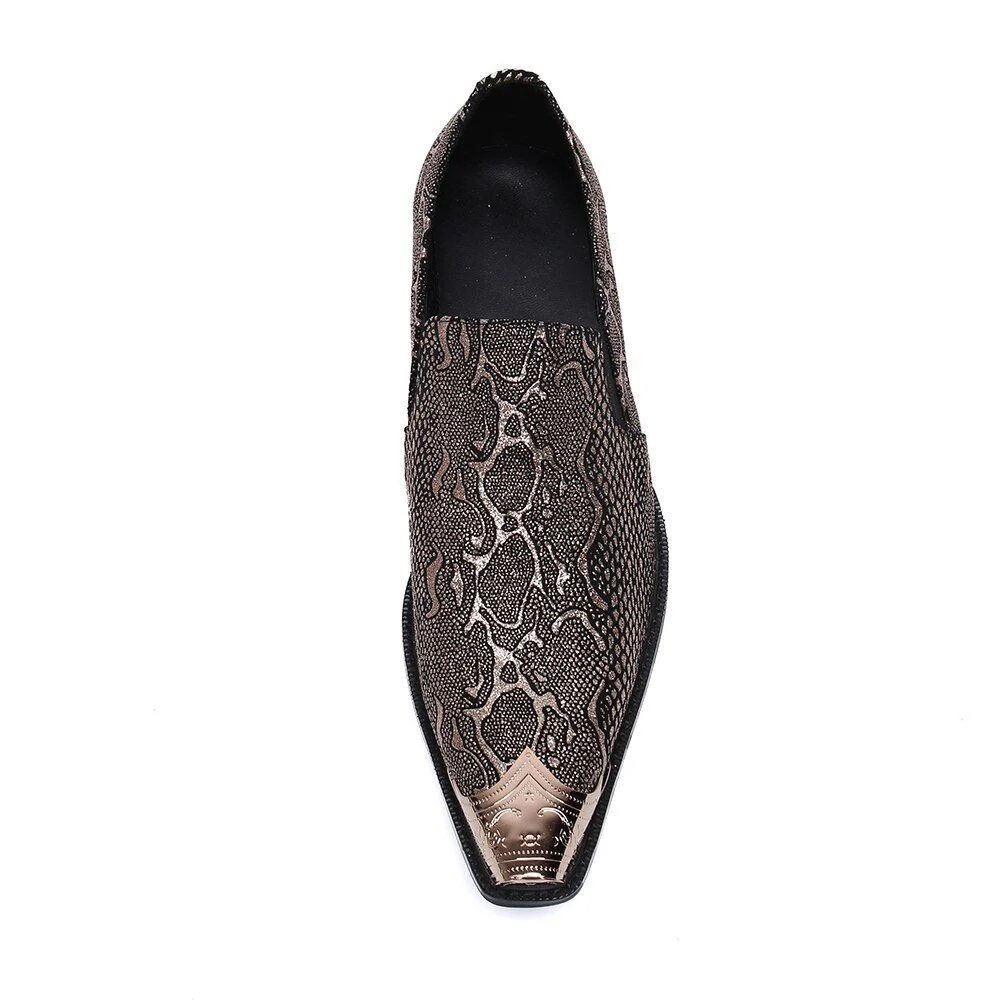 Genuine Leather Slip-On Shoes - Large Size Metal Square Toe Formal Dress Shoes for Men - Image 5