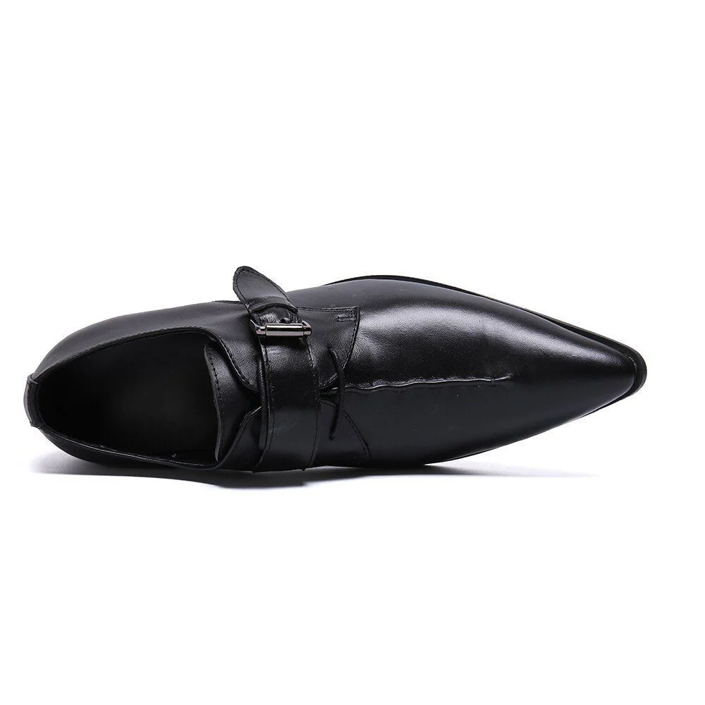 Christia Bella Simplicity Genuine Leather Business Shoes - Large Size Pointed Toe Formal Dress Shoes with Fashion Buckle - Image 5