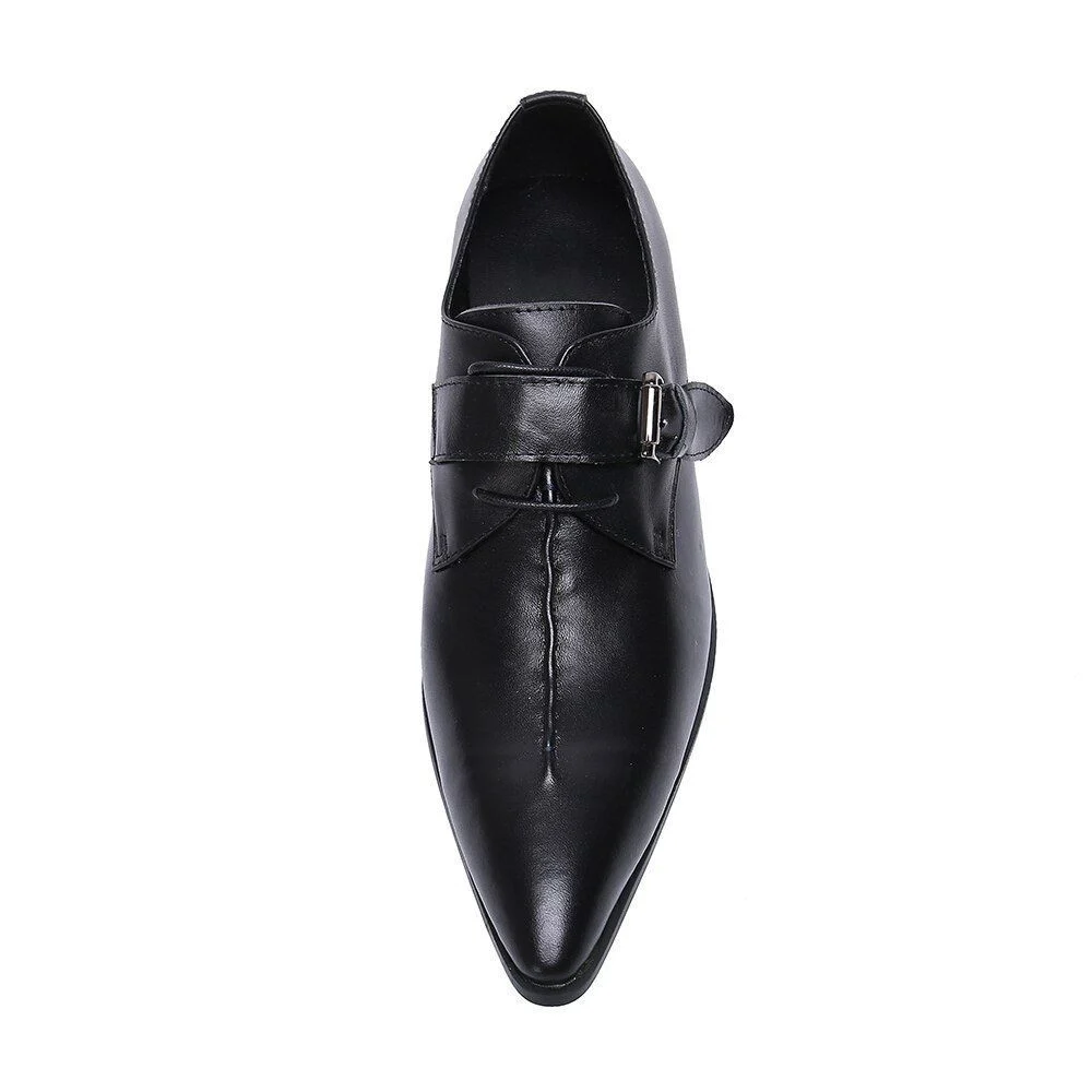 Christia Bella Simplicity Genuine Leather Business Shoes - Large Size Pointed Toe Formal Dress Shoes with Fashion Buckle - Image 4