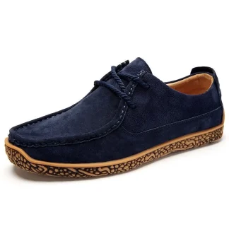 Autumn Winter Casual Leather Safety Work Shoes - Comfortable Soft Outdoor Lace-Up Shoes for Men