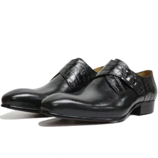 High-Grade Leather Single Monk Strap Loafers - Formal Business and Casual Slip-On Shoes for Men