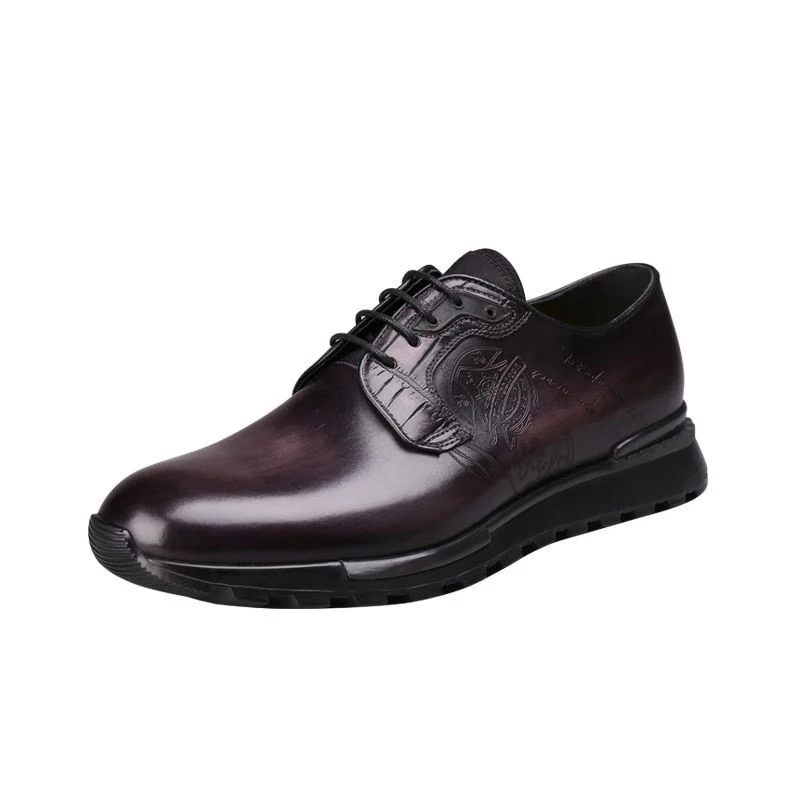 Handmade Summer Men’s Leather Slip-On Shoes - Breathable Casual Brogue with British Style - Image 2
