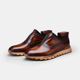 Men’s Brogue Leather Dress Shoes - British Style Breathable Casual Business Shoes