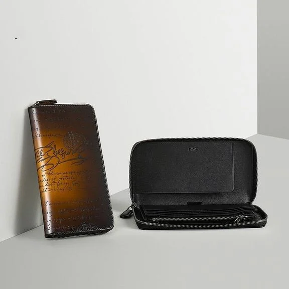 Saigon-Leather Handcrafted Patina Engraved Leather Long Wallet E733 - Image 4