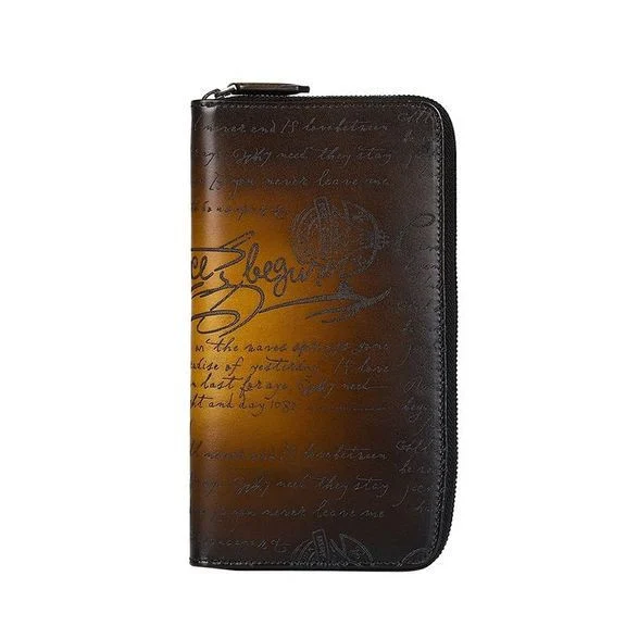 Saigon-Leather Handcrafted Patina Engraved Leather Long Wallet E733 - Image 5