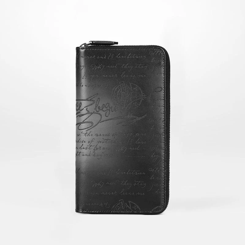 Saigon-Leather Handcrafted Patina Engraved Leather Long Wallet E733 - Image 2