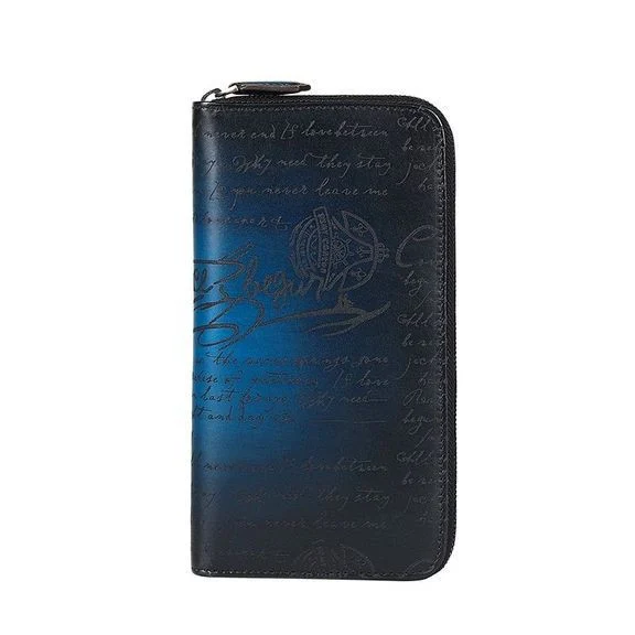 Saigon-Leather Handcrafted Patina Engraved Leather Long Wallet E733 - Image 3