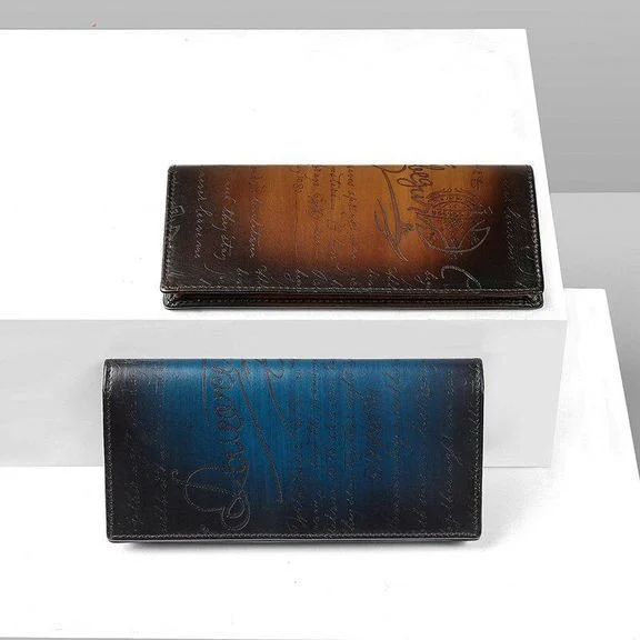 Saigon-Leather Handcrafted Patina Engraved Leather Long Wallet E734 - Image 8