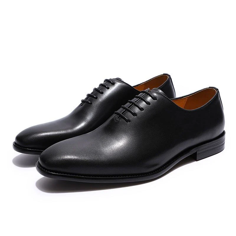 Hand-Painted Wholecut Oxford Dress Shoes - Genuine Leather Plain Toe Formal Shoes for Men - Image 2
