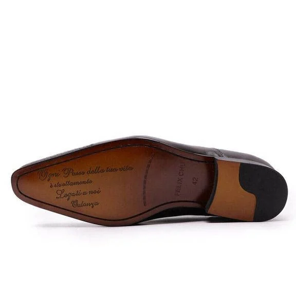 Handmade Genuine Leather Pointed Toe Oxford Shoes - Printed Lace-Up Formal Dress Shoes for Men - Image 6