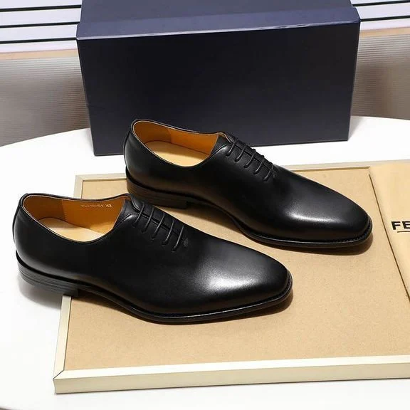 Hand-Painted Wholecut Oxford Dress Shoes - Genuine Leather Plain Toe Formal Shoes for Men - Image 6