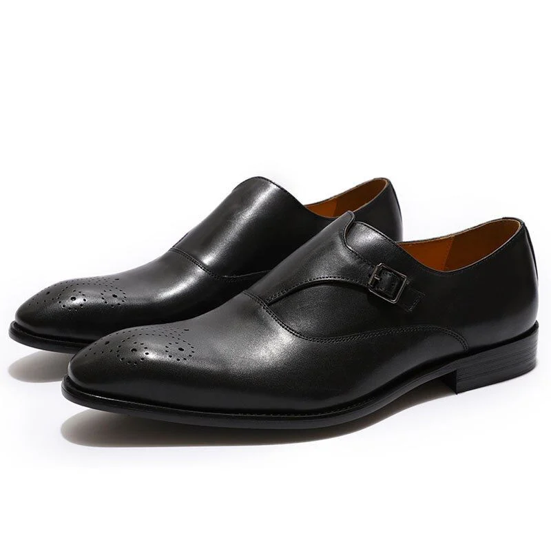 Men’s Patina Loafer with Medallion Toe - Genuine Leather Monk Strap Dress Shoes - Image 7