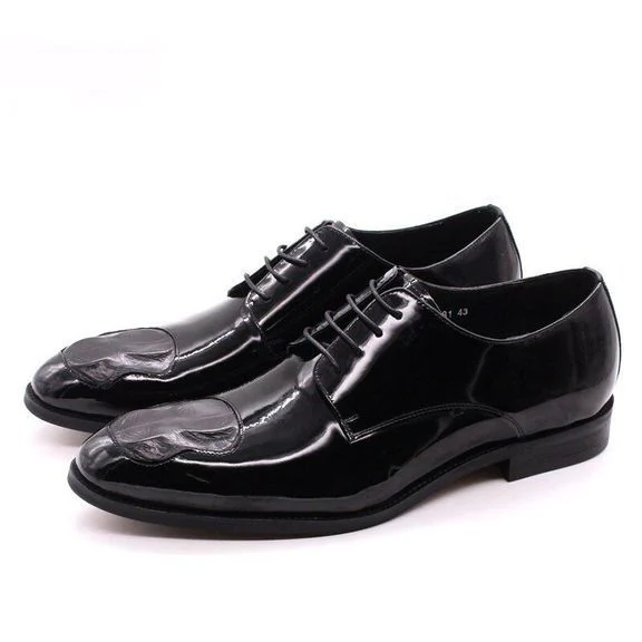 Italian Luxury Patent Leather Oxford Shoes - Men’s Pointed Toe Wedding and Dress Shoes - Image 2