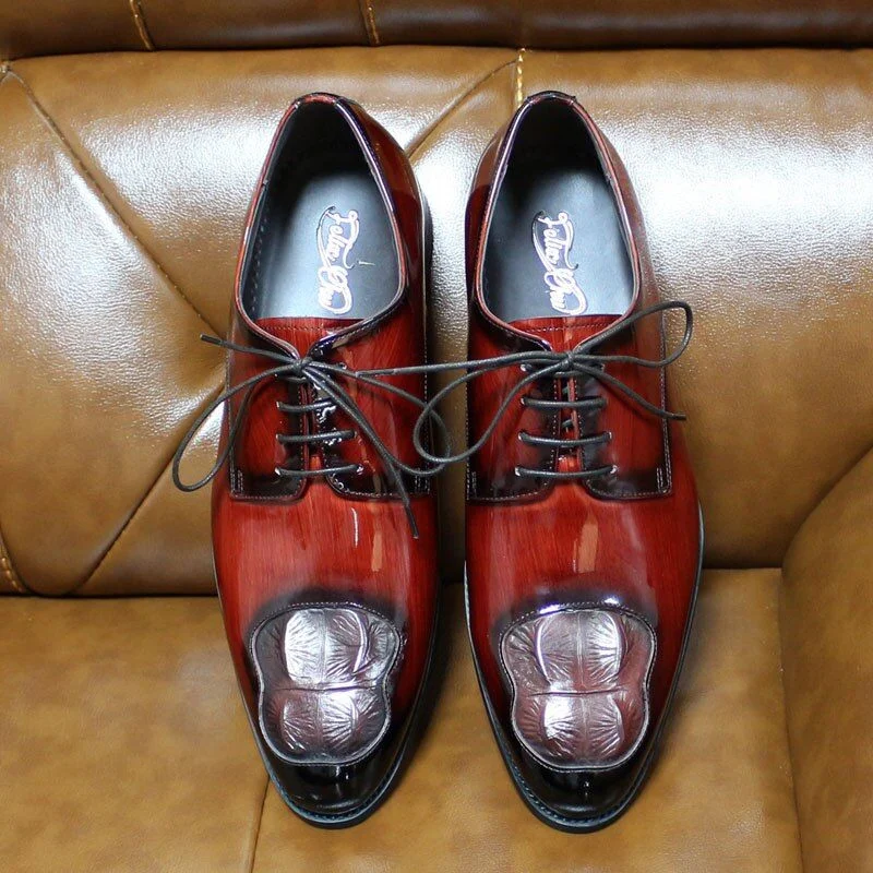 Italian Luxury Patent Leather Oxford Shoes - Men’s Pointed Toe Wedding and Dress Shoes - Image 3
