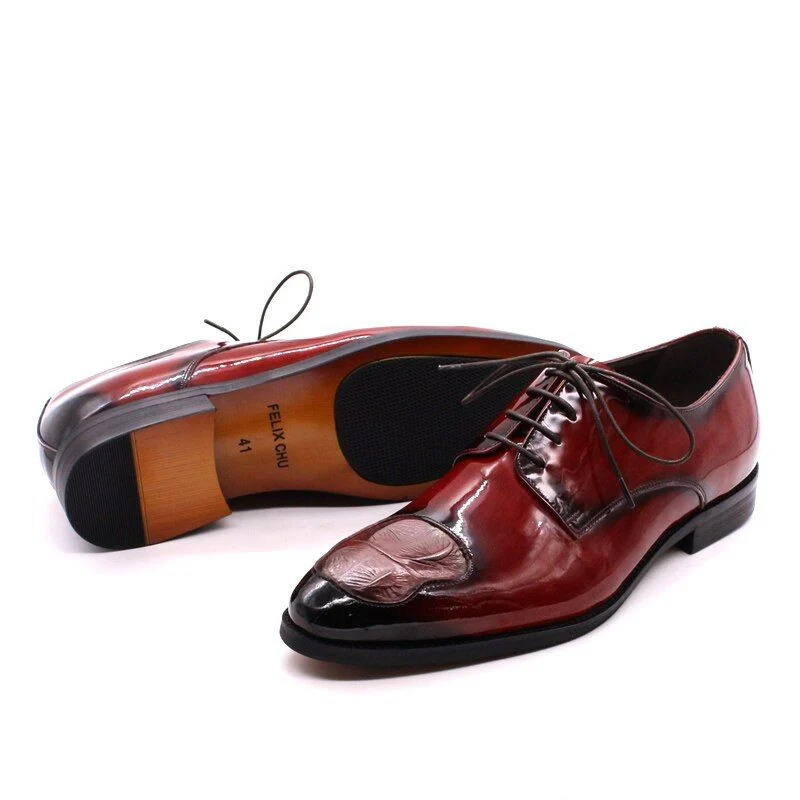 Italian Luxury Patent Leather Oxford Shoes - Men’s Pointed Toe Wedding and Dress Shoes - Image 4