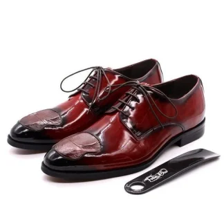 Italian Luxury Patent Leather Oxford Shoes - Men’s Pointed Toe Wedding and Dress Shoes