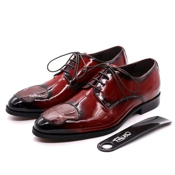Italian Luxury Patent Leather Oxford Shoes - Men’s Pointed Toe Wedding and Dress Shoes