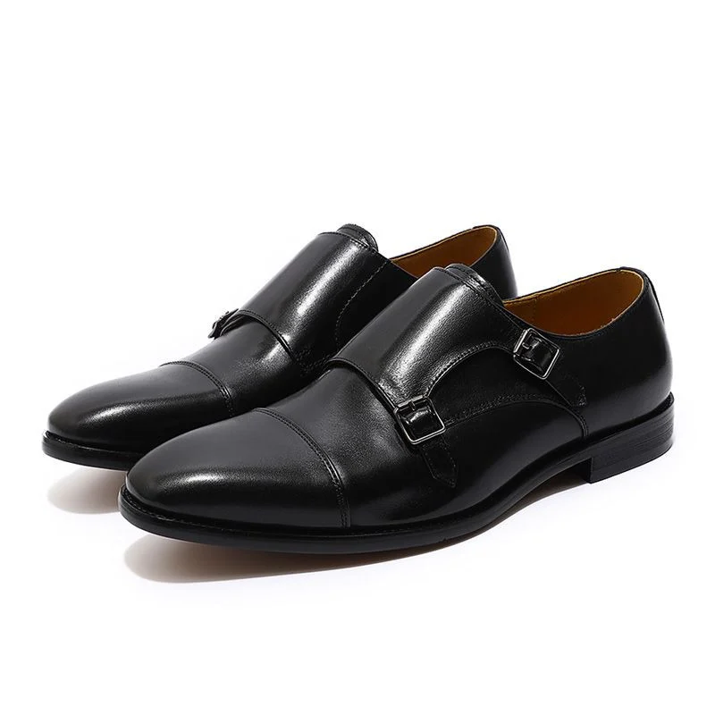 Handmade Genuine Leather Monk Strap Shoes - Comfortable Formal Dress Shoes for Men - Image 9