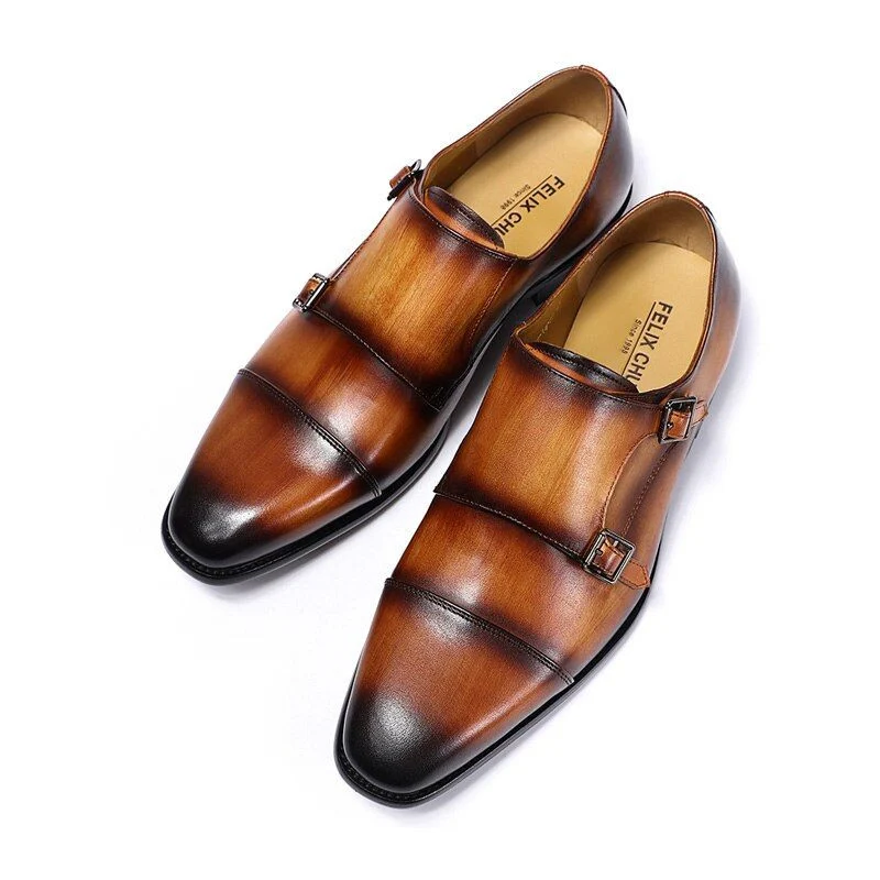 Handmade Genuine Leather Monk Strap Shoes - Comfortable Formal Dress Shoes for Men - Image 4