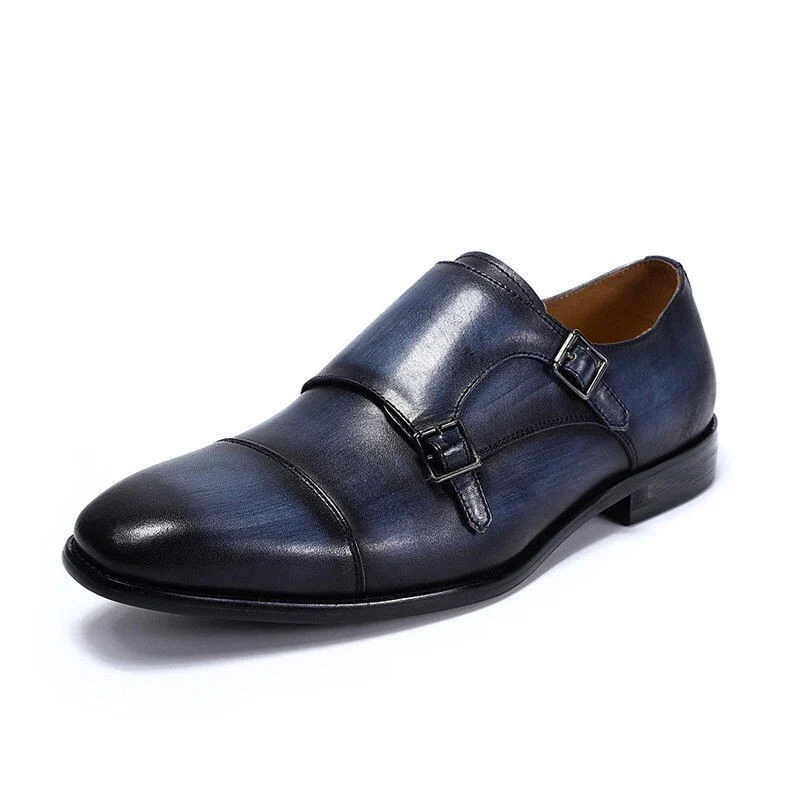 Handmade Genuine Leather Monk Strap Shoes - Comfortable Formal Dress Shoes for Men - Image 7