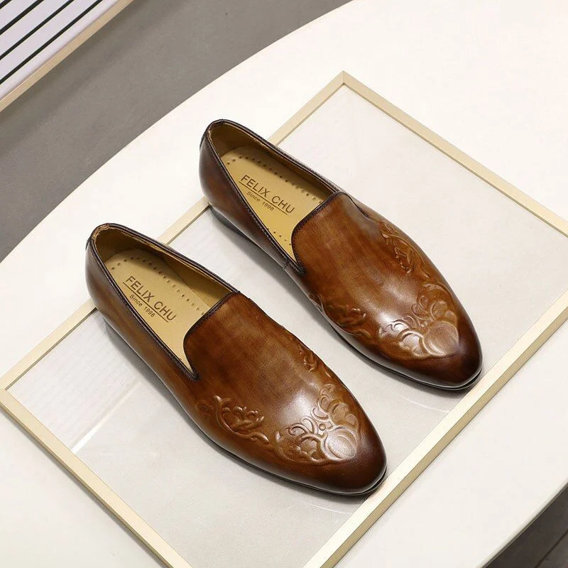 Street Fashion Men’s Leather Loafers - Brown Slip-On Casual and Business Dress Shoes - Image 3