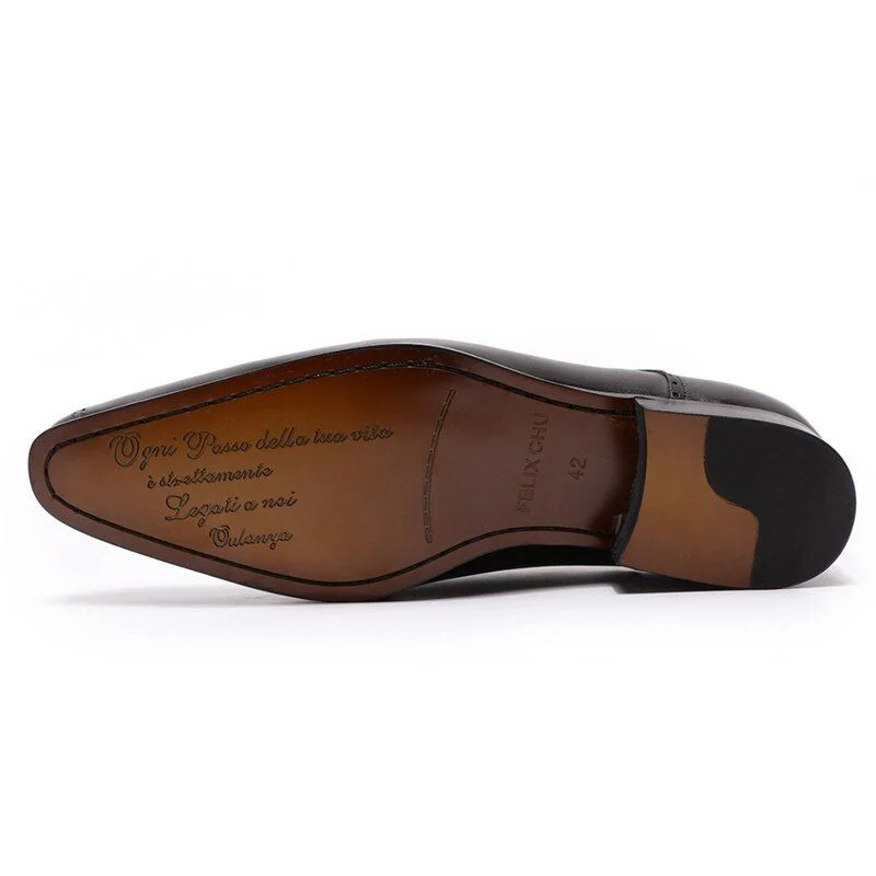 Elegant Men’s Genuine Leather Oxford Shoes - Brown and Black Formal Lace-Up Dress Shoes - Image 4
