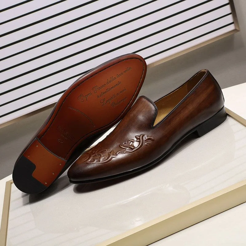 Street Fashion Men’s Leather Loafers - Brown Slip-On Casual and Business Dress Shoes - Image 6