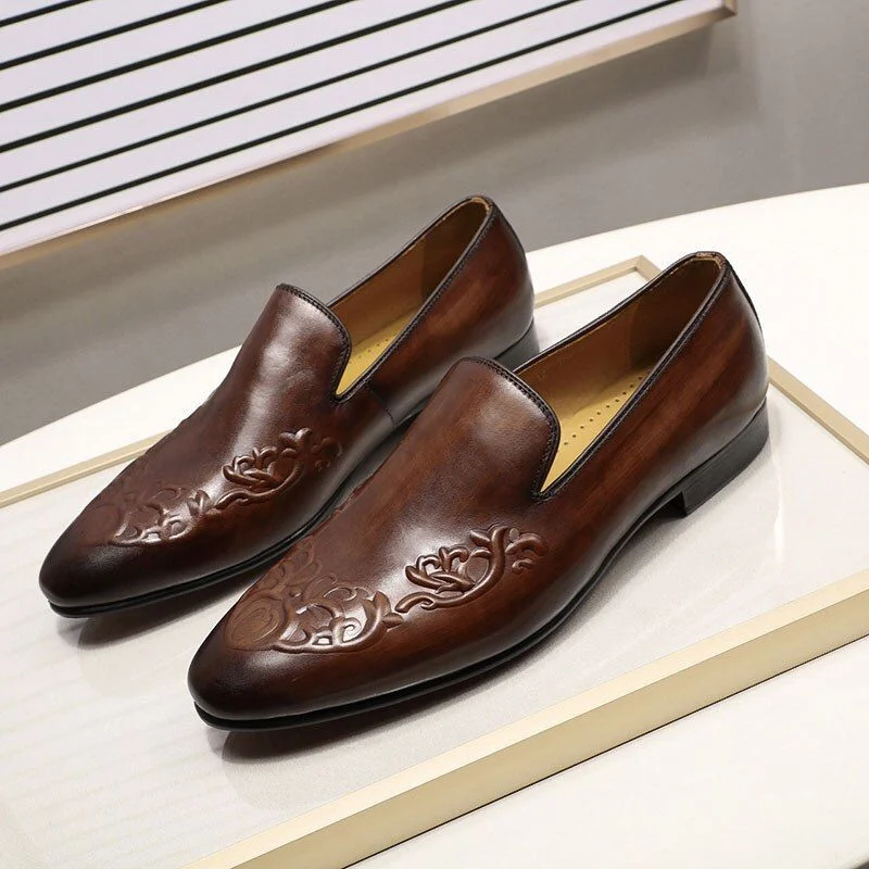 Street Fashion Men’s Leather Loafers - Brown Slip-On Casual and Business Dress Shoes - Image 4