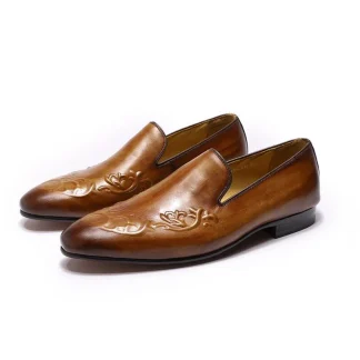 Street Fashion Men’s Leather Loafers - Brown Slip-On Casual and Business Dress Shoes