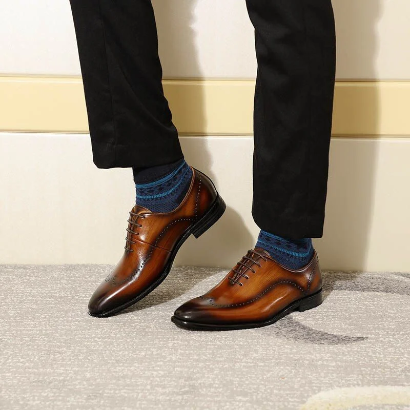 Men’s Wingtip Brogue Oxford Shoes - Genuine Leather Dress Shoes for Business and Weddings - Image 6