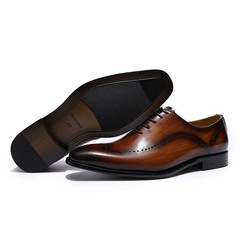 Men’s Wingtip Brogue Oxford Shoes - Genuine Leather Dress Shoes for Business and Weddings - Image 3
