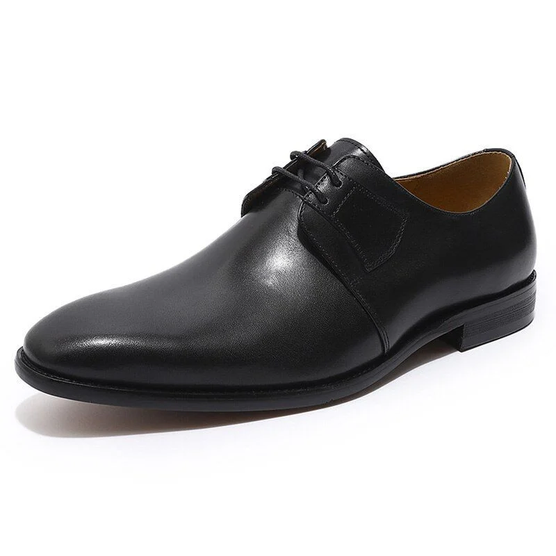 Hand-Painted Patina Men’s Derby Shoes - Genuine Leather Lace-Up Formal Business Shoes - Image 8
