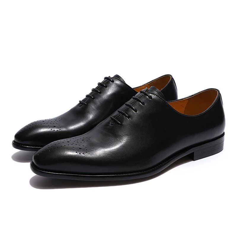 Men’s Wholecut Patina Oxford Shoes - Genuine Leather Classic Brogue Lace-Up Dress Shoes - Image 3