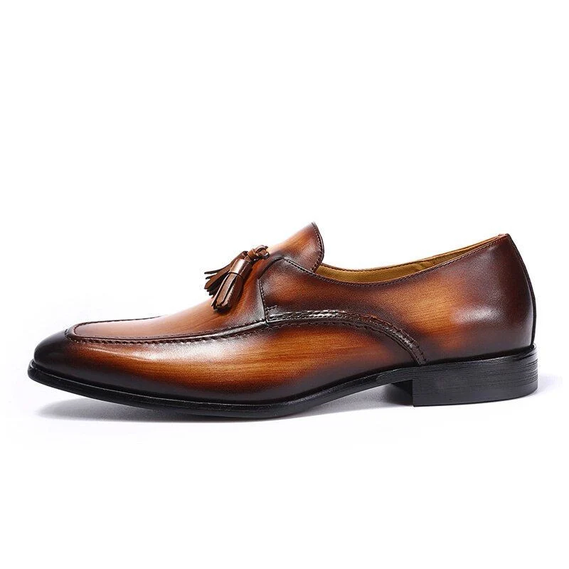 Men’s Patina Tassel Loafers - Genuine Leather Multi-Color Formal Shoes - Image 4