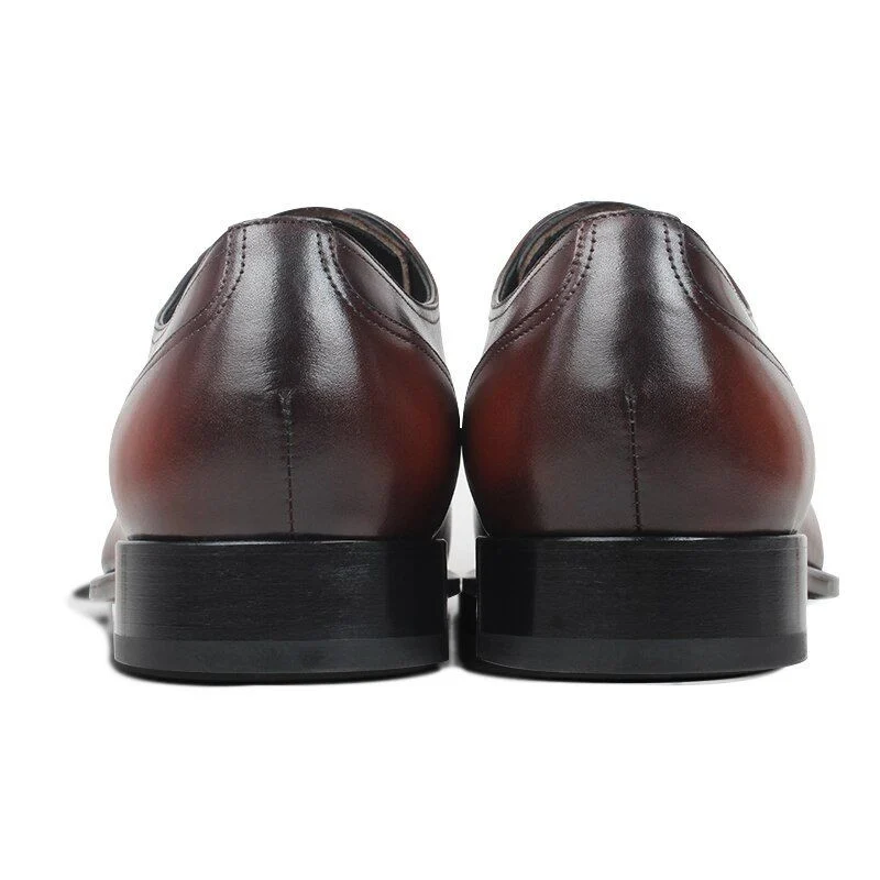 Stylish Handmade Brown Leather Derby Shoes - Formal Dress Shoes for Men - Image 4