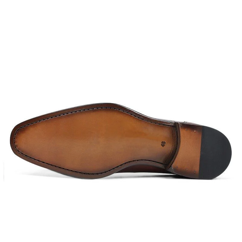 Stylish Handmade Brown Leather Derby Shoes - Formal Dress Shoes for Men - Image 6