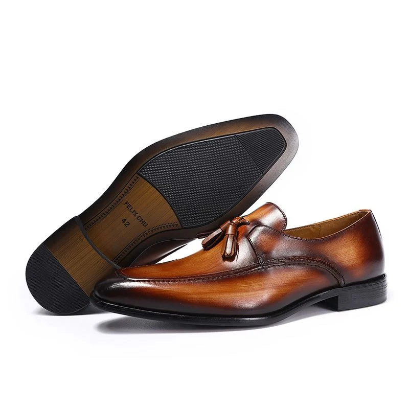 Men’s Patina Tassel Loafers - Genuine Leather Multi-Color Formal Shoes - Image 5