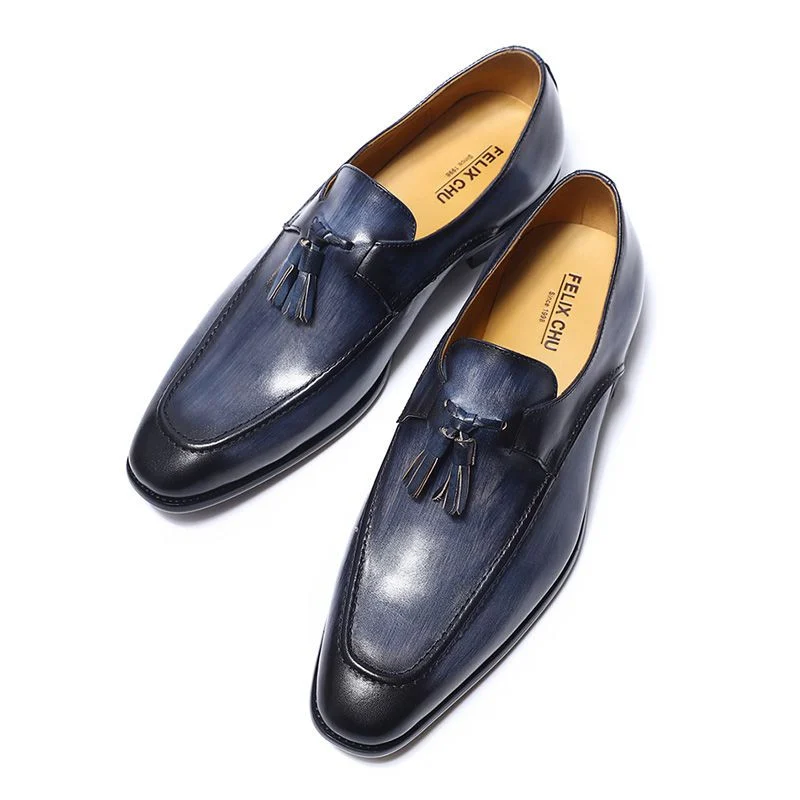 Men’s Patina Tassel Loafers - Genuine Leather Multi-Color Formal Shoes - Image 2
