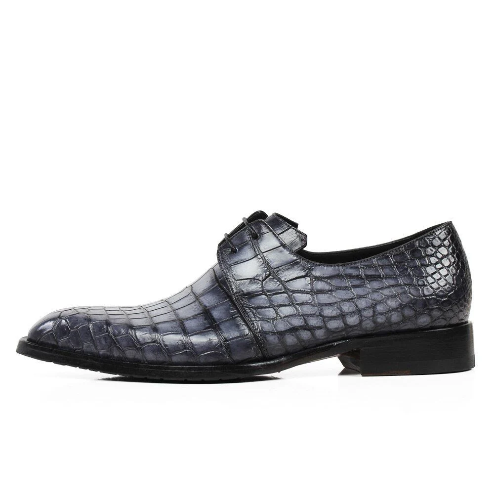 Classic Genuine Crocodile Leather Derby Shoes – Handmade Luxury Formal Dress Shoes for Men - Image 5