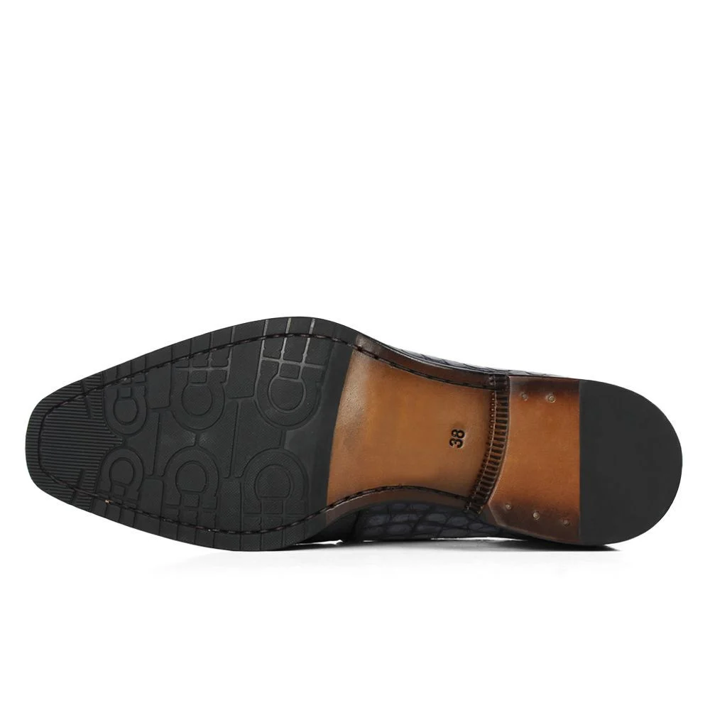 Classic Genuine Crocodile Leather Derby Shoes – Handmade Luxury Formal Dress Shoes for Men - Image 6