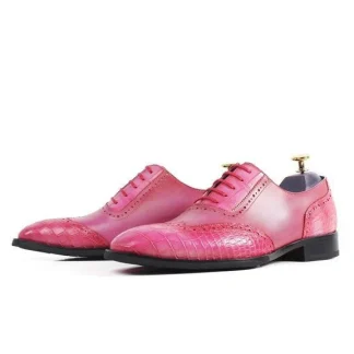 Brand New Pink Oxford Dress Shoes - Handmade Genuine Leather Fashion Shoes for Men